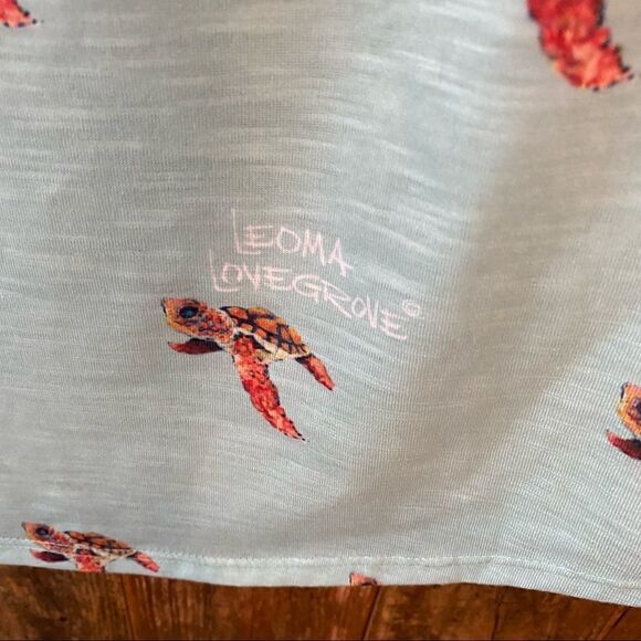 Leoma Lovegrove Sz M Orange Green Swimming Turtle Design Long Sleeve T-Shirt - Picture 7 of 10